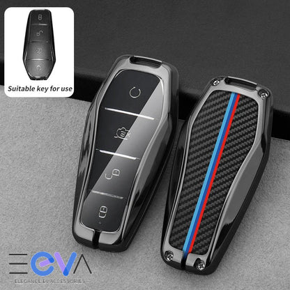 Key Case for BYD - Metal & Carbon Fibre Pattern Cover