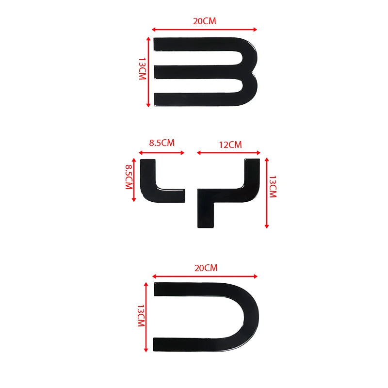 Gloss Black 3D Tailgate Emblem Lettering for BYD Shark 6 – Rear Badge Sticker Set