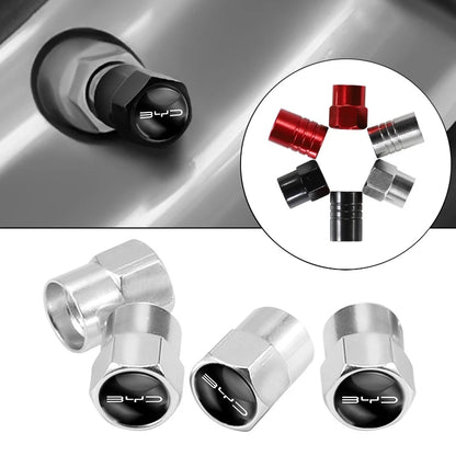 Metal Alloy Wheel Tire Valve Stem Caps (4PCS) for BYD - Aluminium Alloy, Dust proof