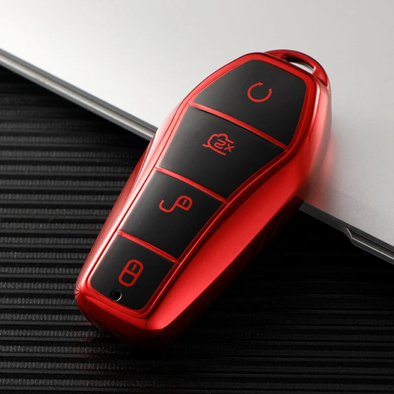 Premium TPU Key Case for BYD - Luxury Car Key Protector, Soft & Durable, 4-Button Cover