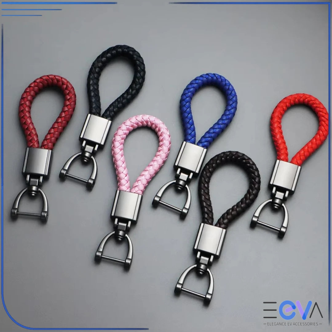 Braided Leather Loop Car Keychain in multiple colour options from EEVA Store Australia