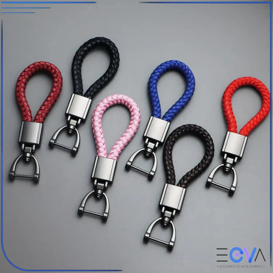 Braided Leather Loop Car Keychain in multiple colour options from EEVA Store Australia