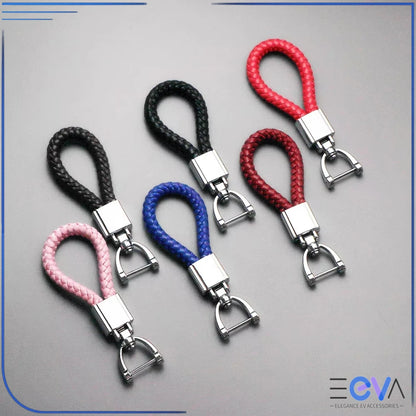 Braided Leather Loop Car Keychain colour range with metal buckle finishes from EEVA Store Australia