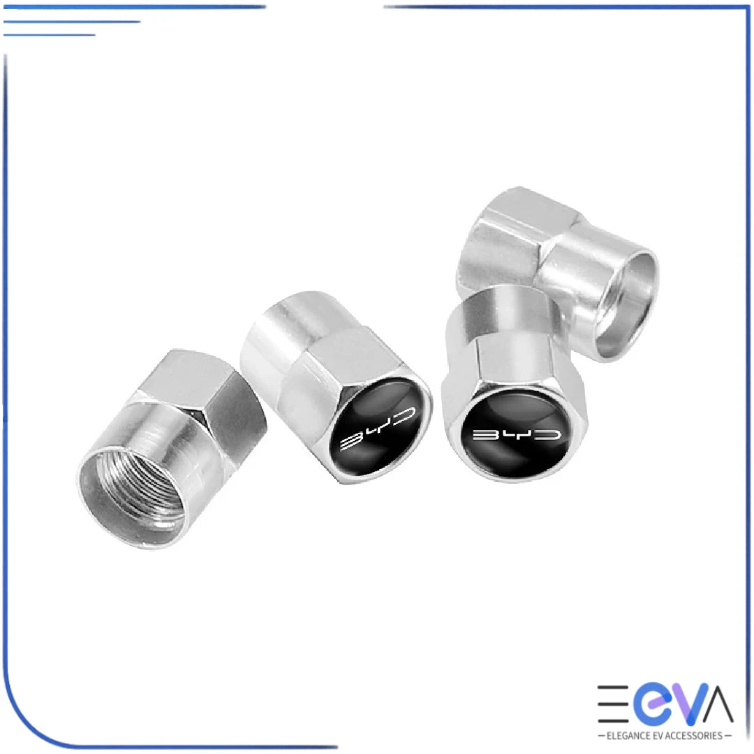 BYD aluminium valve stem caps hex silver from EEVA Store Australia