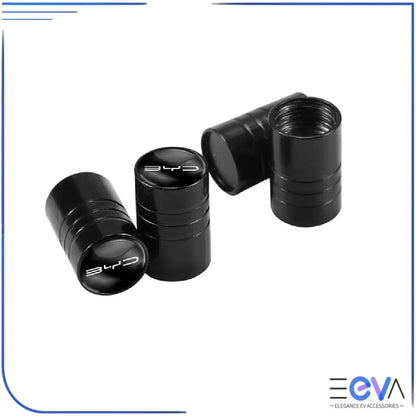 BYD aluminium valve stem caps round black from EEVA Store Australia