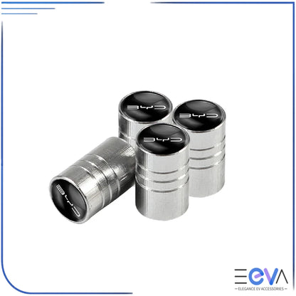 BYD aluminium valve stem caps round silver from EEVA Store Australia
