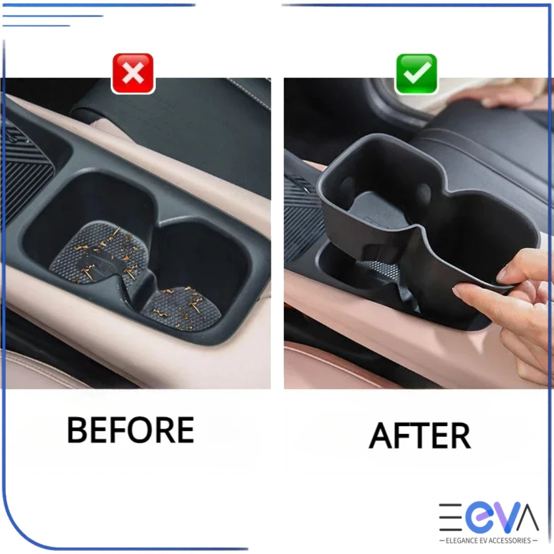 BYD Atto 1 cup holder insert before and after comparison from EEVA Store Australia