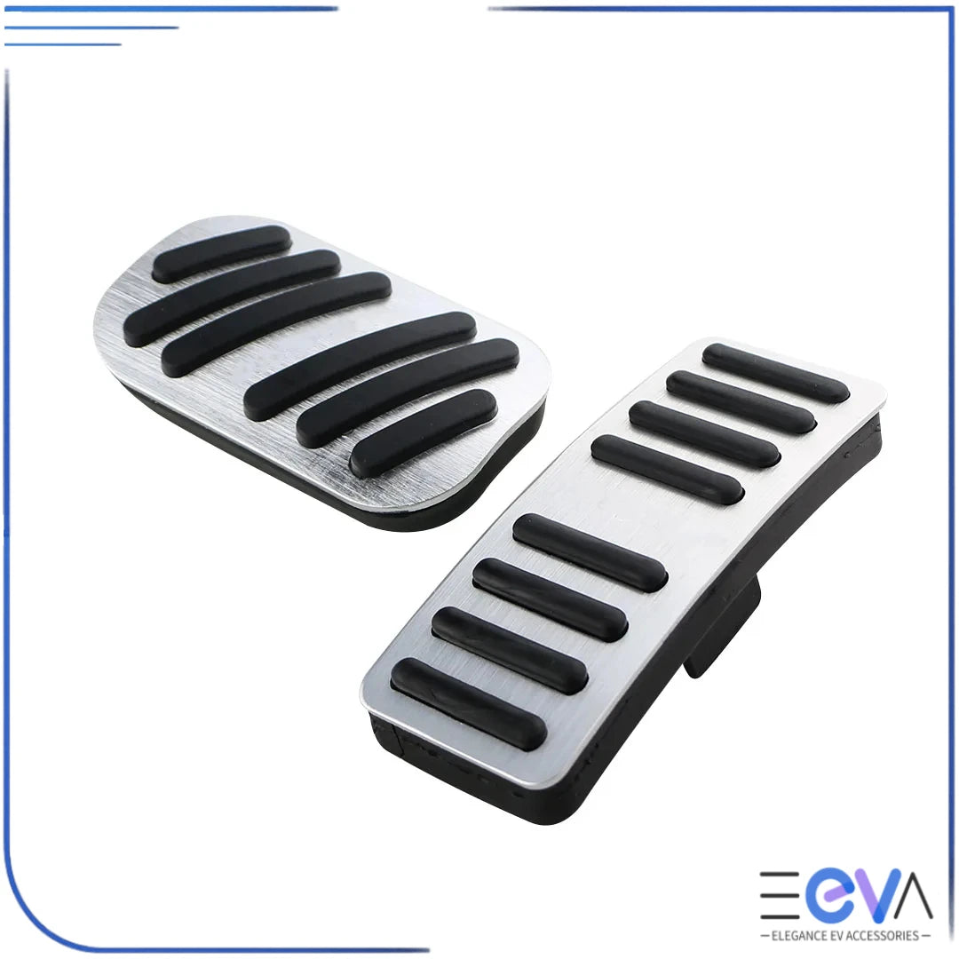 BYD Atto 2 and Atto 3 aluminium pedal covers in silver from EEVA Store Australia
