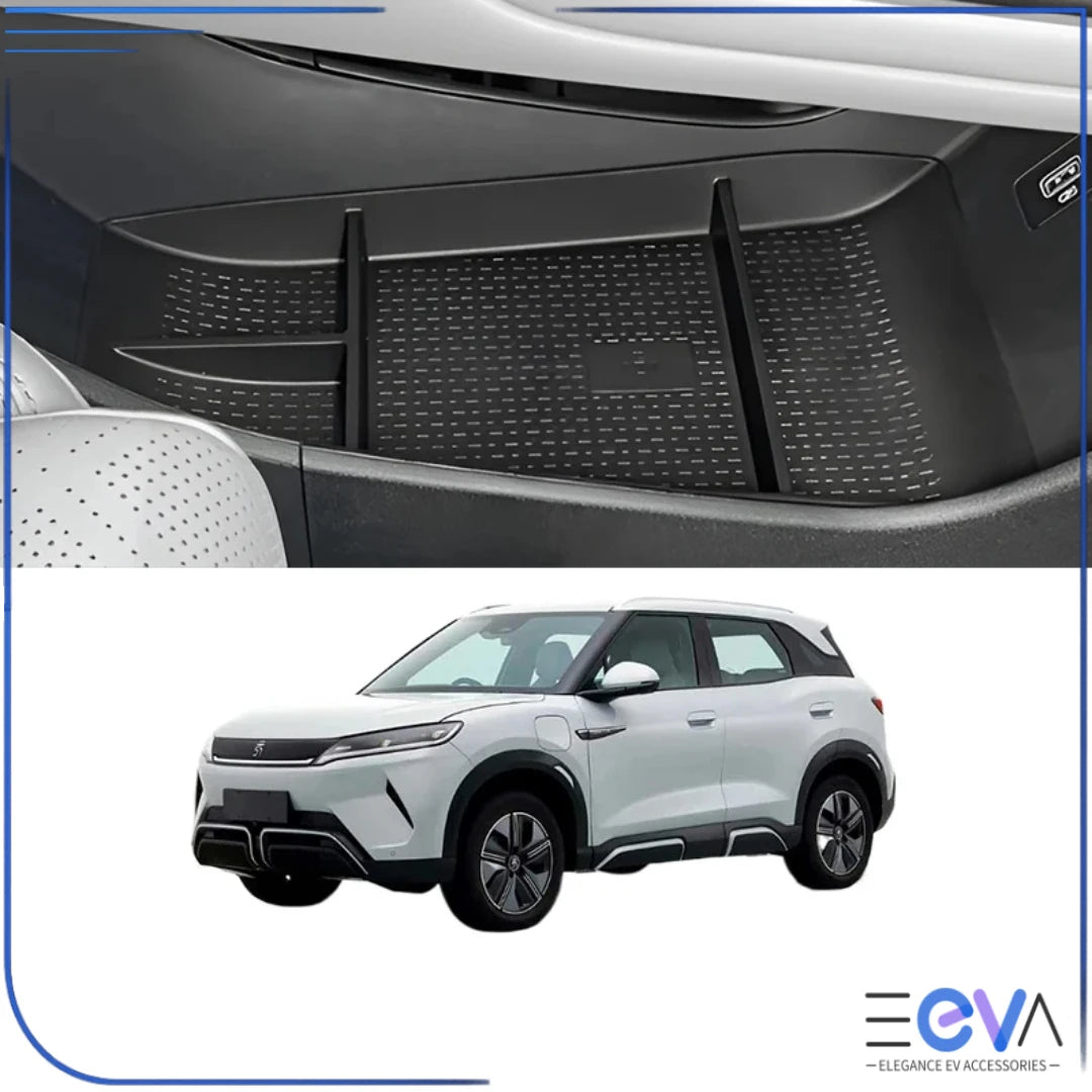 BYD Atto 2 lower console storage box installed beneath the dashboard, offering extra organised space from EEVA Store Australia.