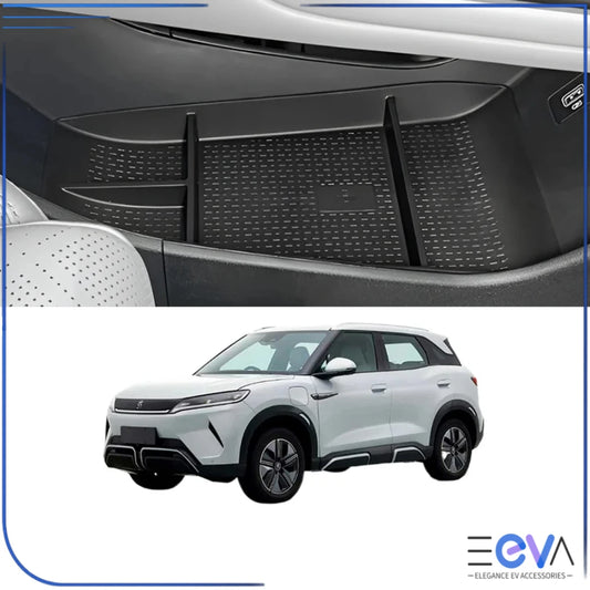 BYD Atto 2 lower console storage box installed beneath the dashboard, offering extra organised space from EEVA Store Australia.