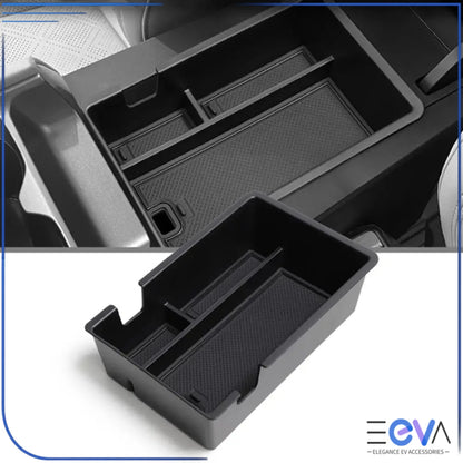 BYD Atto 2 armrest storage box insert providing tidy compartment space with textured pads from EEVA Store Australia.