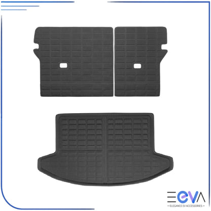 BYD Atto 2 two piece XPE boot set shown covering the boot floor with split design for flexibility from EEVA Store Australia.