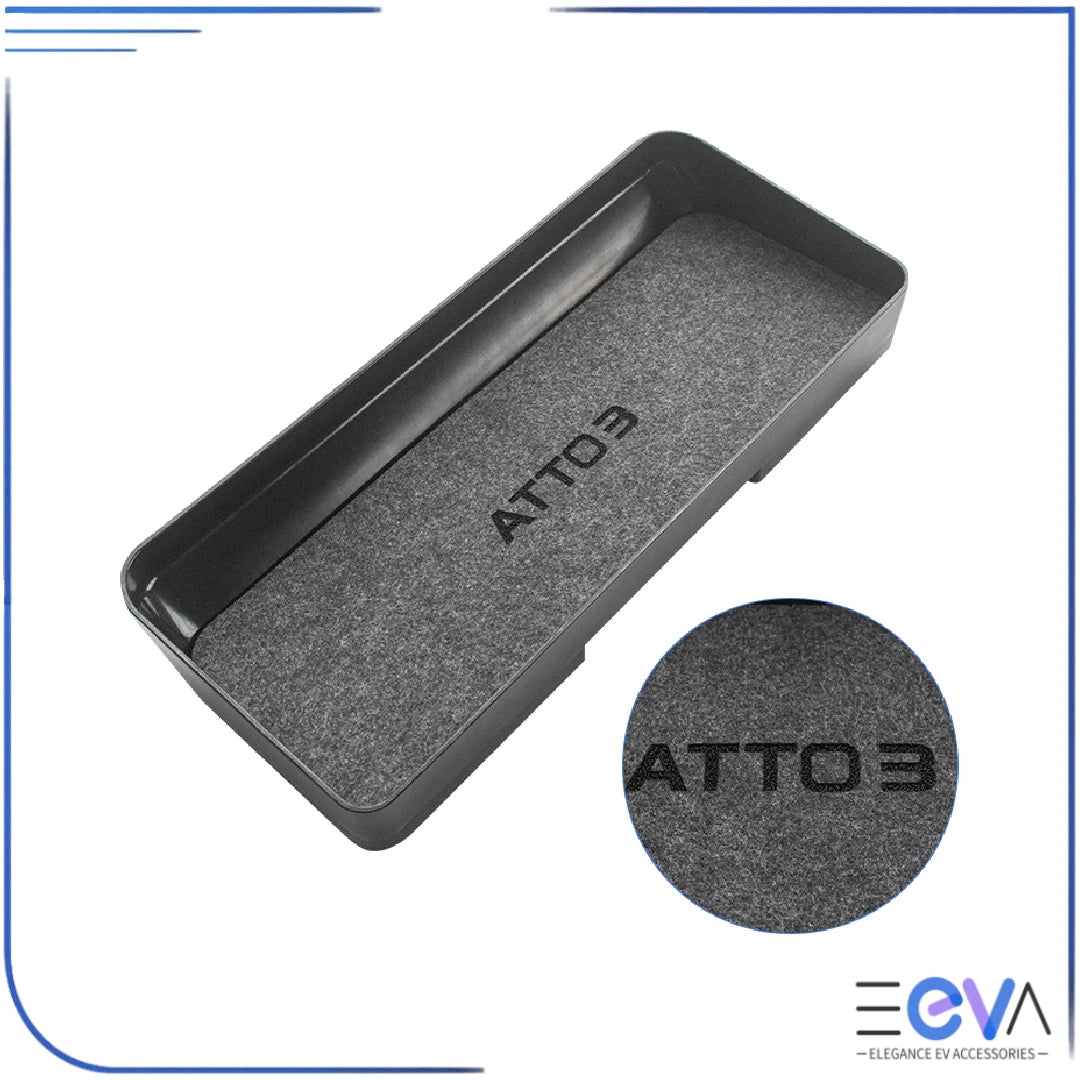 BYD Atto 3 centre screen storage tray felt insert detail from EEVA Store Australia