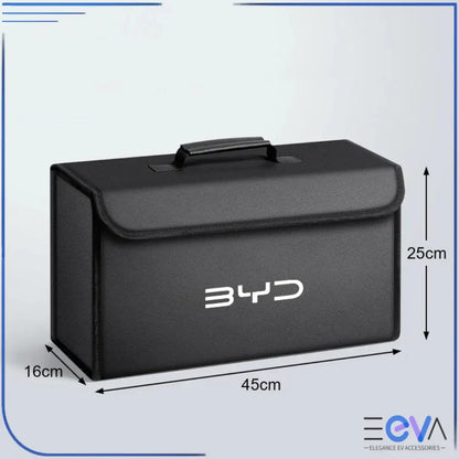 BYD Boot Storage Box dimensions in black from EEVA Store Australia.