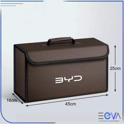 BYD Boot Storage Box dimensions in brown from EEVA Store Australia.