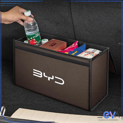 BYD Boot Storage Box organiser in the boot with items stored inside from EEVA Store Australia.