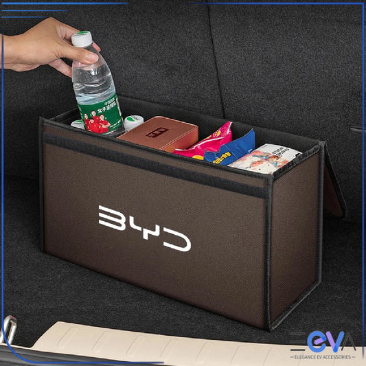 BYD Boot Storage Box organiser in the boot with items stored inside from EEVA Store Australia.