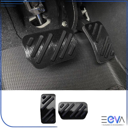 BYD Dolphin aluminium pedal covers installed in black from EEVA Store Australia