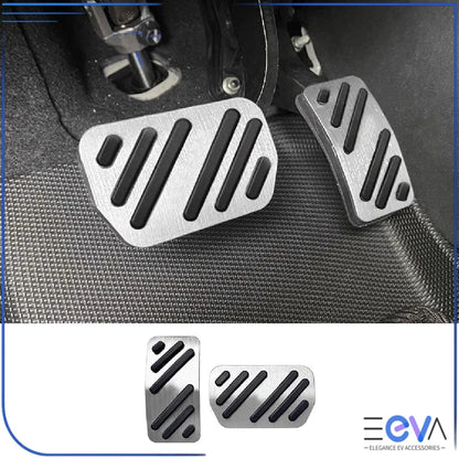 BYD Dolphin and Atto 1 aluminium pedal covers in silver from EEVA Store Australia