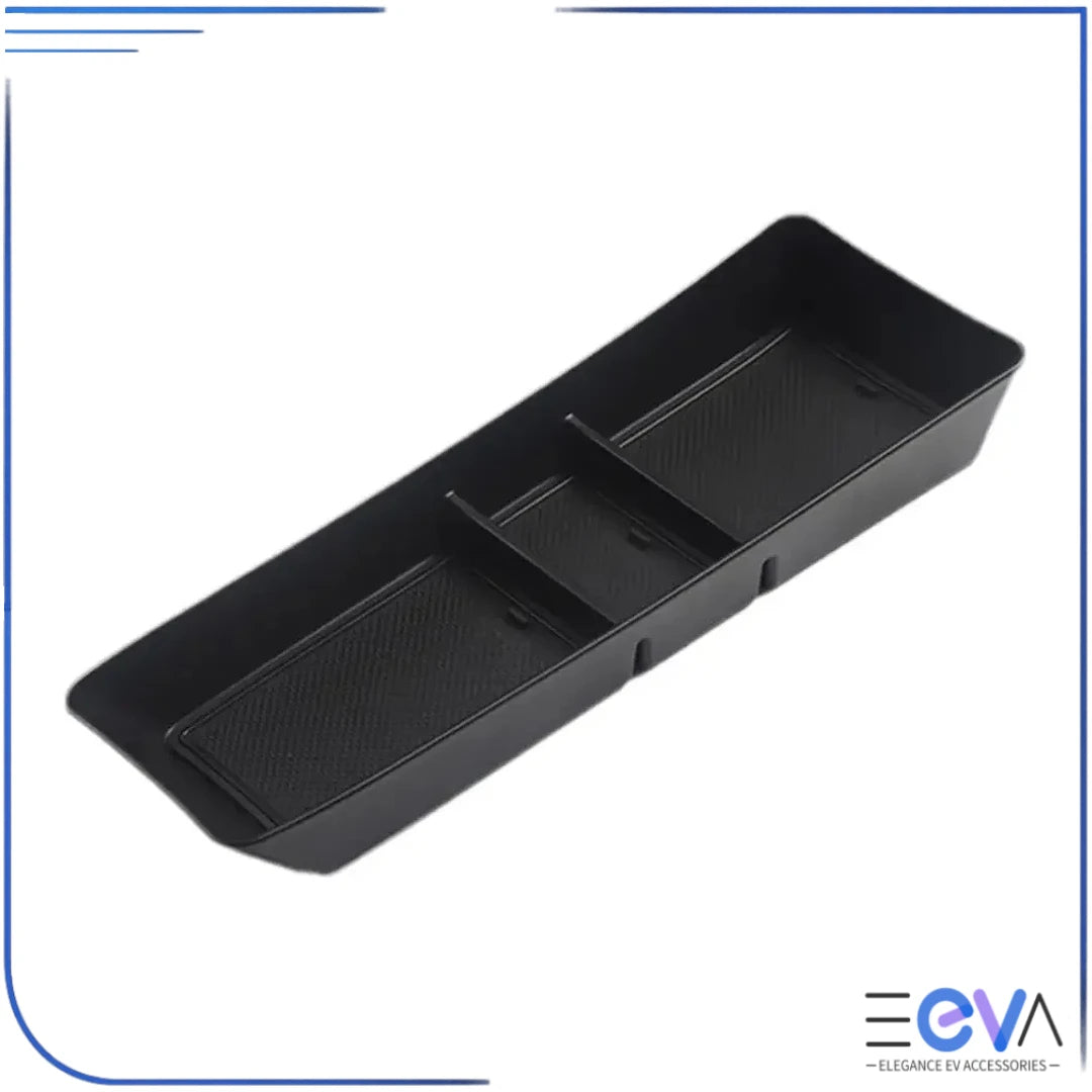 BYD Dolphin lower console storage tray view, featuring non-slip texture and deep compartment design from EEVA Store Australia.