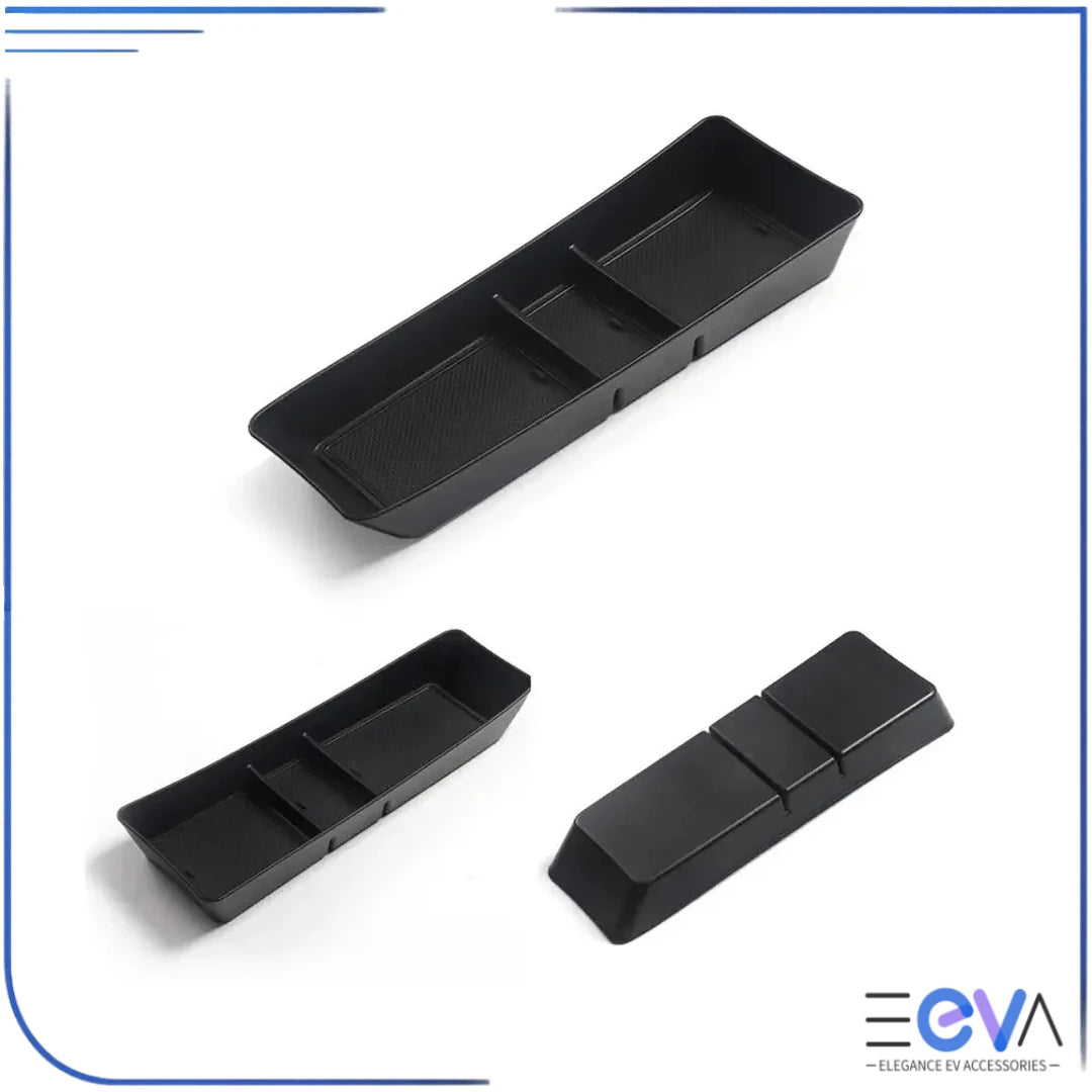 BYD Dolphin lower console storage tray product showing from different angles from EEVA Store Australia.