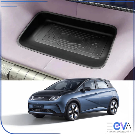 BYD Dolphin under-screen storage box installed below the centre display, providing tidy and secure cabin storage from EEVA Store Australia.