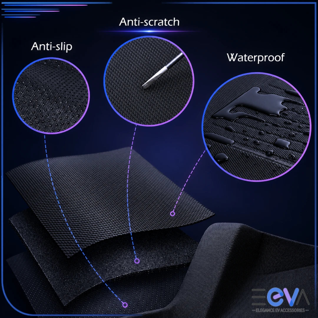 BYD Dolphin XPE mats showing waterproof, anti-scratch and anti-slip material layers from EEVA Store Australia