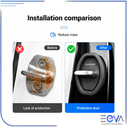 BYD silicone door-lock protective cover before-and-after installation comparison from EEVA Store Australia.