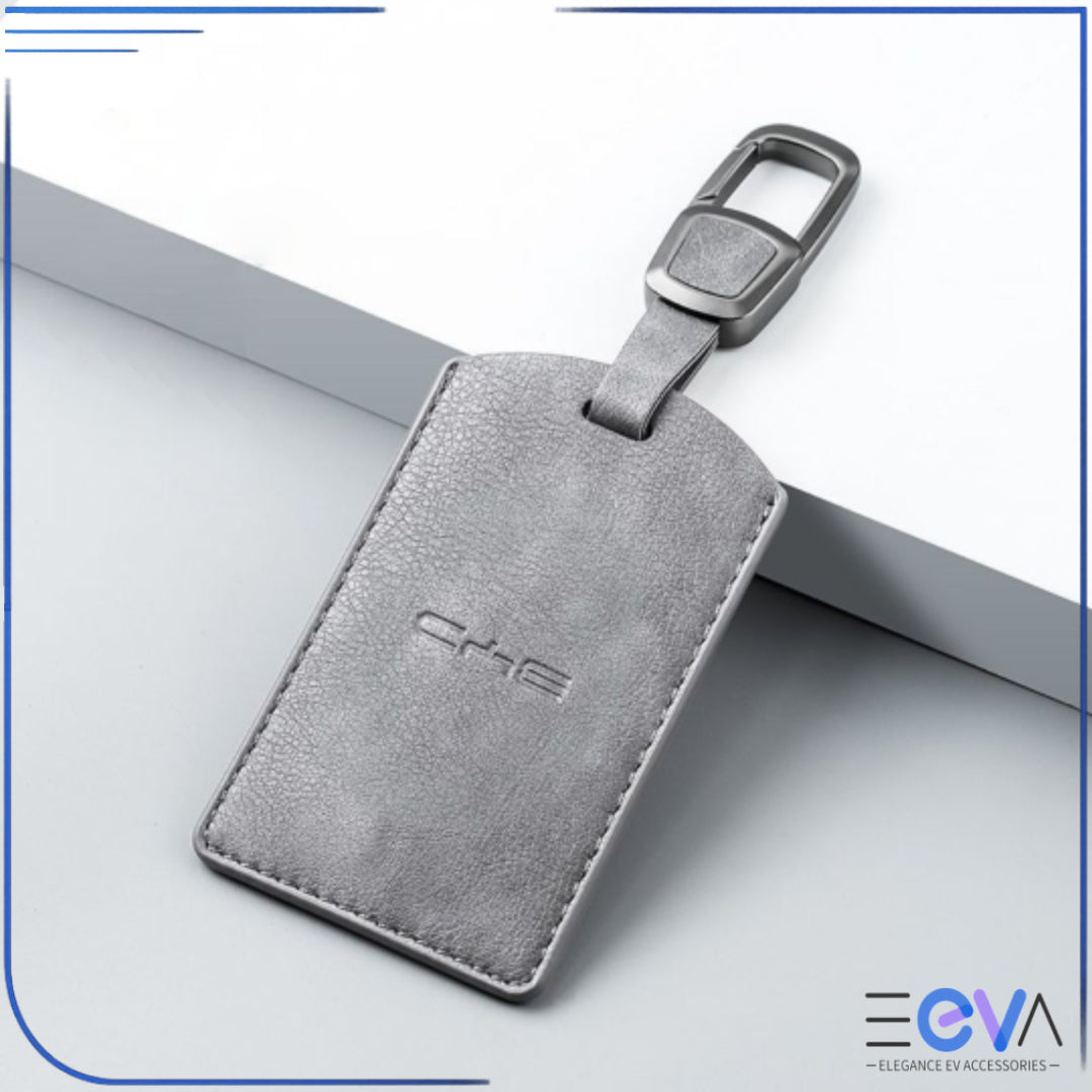 BYD Grey leather NFC card holder by EEVA Store