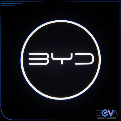 BYD HD Laser Door Puddle Lights with Simple Round logo projection – bright HD white light by EEVA Store