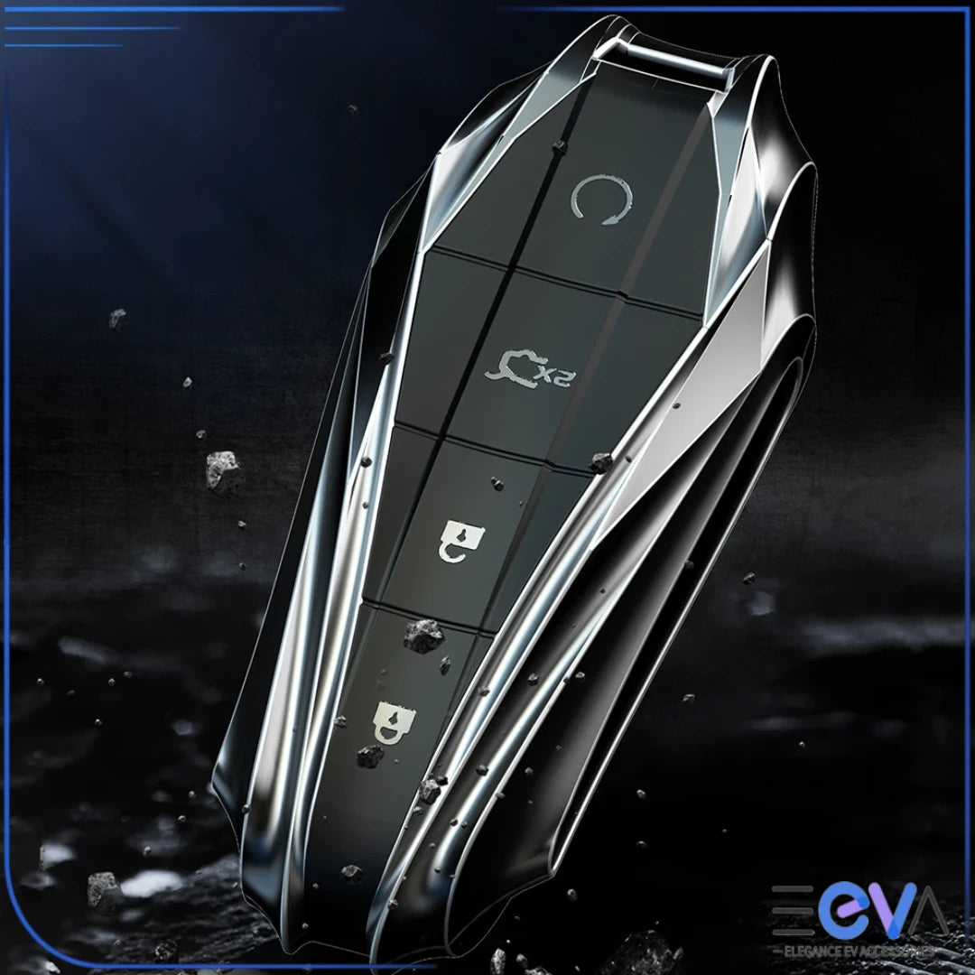 BYD key case cover demonstrating anti-shock protection with reinforced metal frame and internal cushioning from EEVA Store Australia.