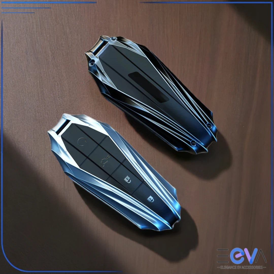 BYD key case cover shown as a main product image with metal and leather shell offering full protection from EEVA Store Australia.