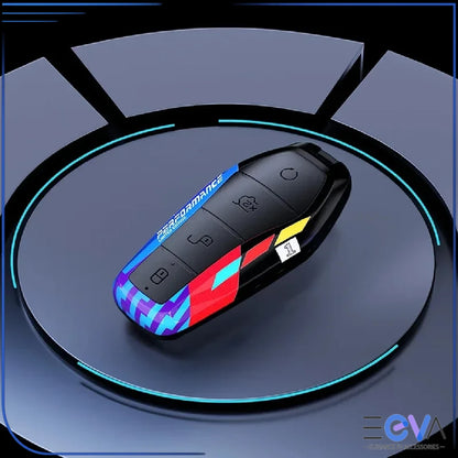 BYD carbon ABS key cover in blue and black finish without buckle, minimalist slim profile from EEVA Store Australia.