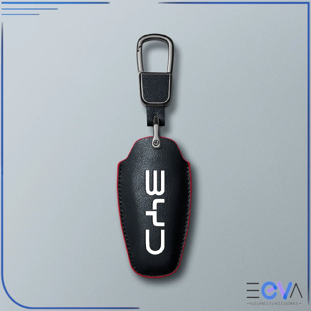 BYD black microfibre leather key cover with carabiner strap from EEVA Store Australia