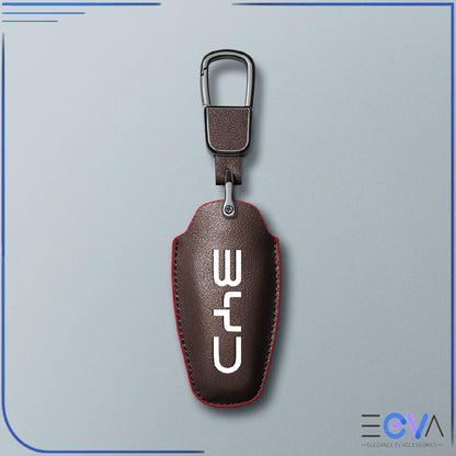 BYD coffee microfibre leather key cover with carabiner strap from EEVA Store Australia