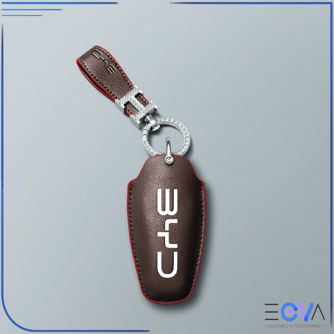 BYD coffee microfibre leather key cover with rhinestone loop keychain from EEVA Store Australia