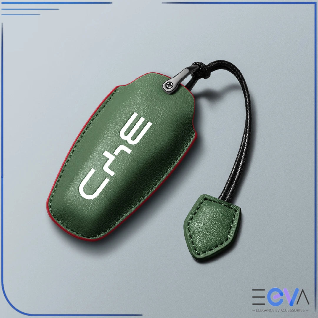 BYD green microfibre leather key cover with leather cord strap from EEVA Store Australia