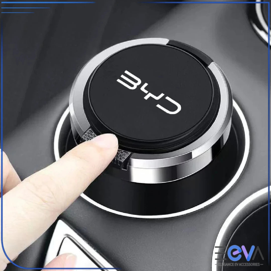 BYD car ashtray with press-open lid design, allowing easy one-hand operation inside the vehicle from EEVA Store Australia.