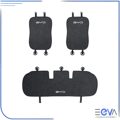 BYD 3-piece linen seat covers with BYD logo – soft, anti-slip and durable car interior protection from EEVA Store
