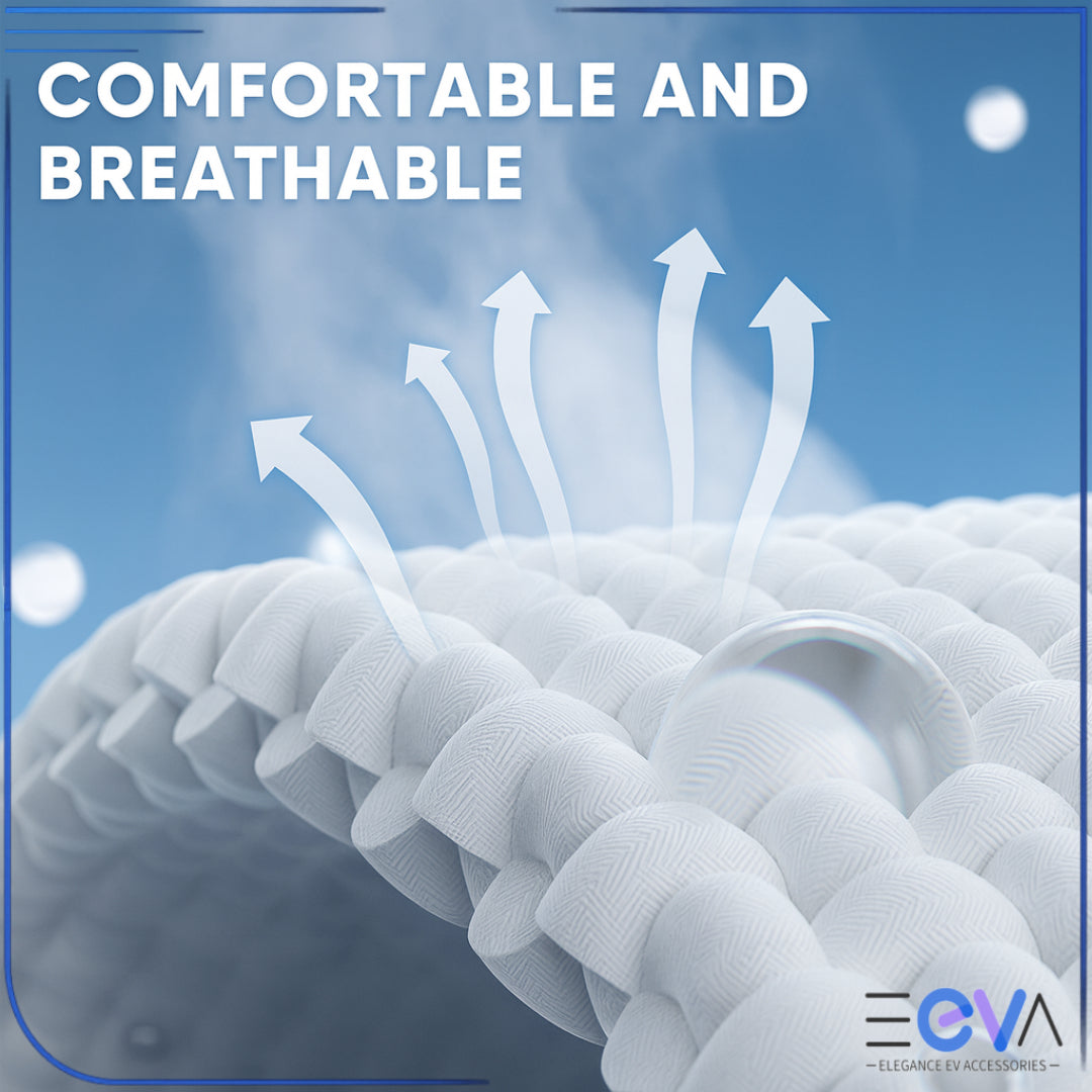Overview of breathable linen seat covers installed in BYD seats from EEVA Store