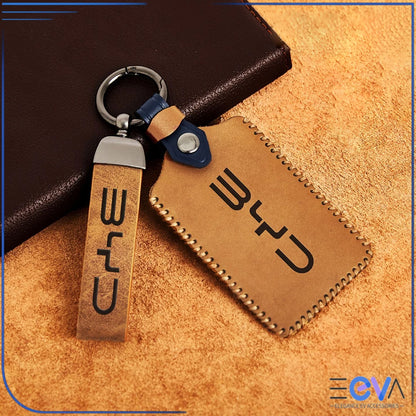 BYD NFC card key brown leather cover with strap from EEVA Store Australia