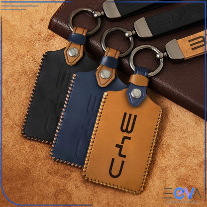 BYD NFC card key leather cover showing black, blue and brown options from EEVA Store Australia