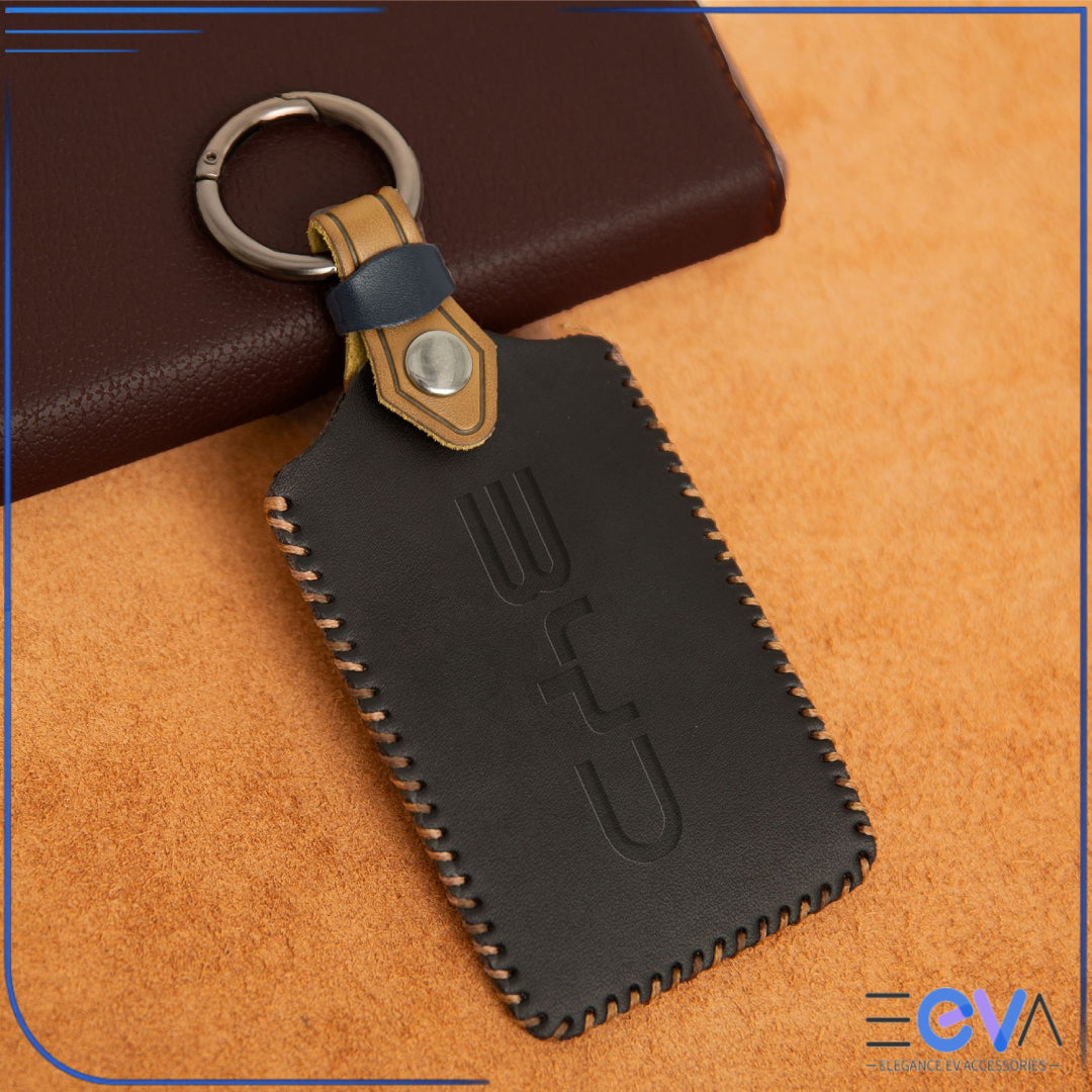 Black genuine leather NFC card key cover without strap for BYD from EEVA Store