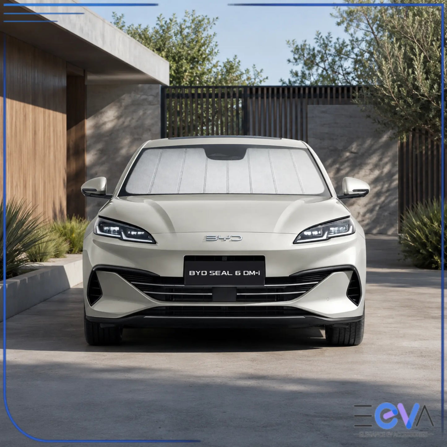 BYD Seal 6 windscreen sunshade installed for full front window coverage from EEVA Store Australia.