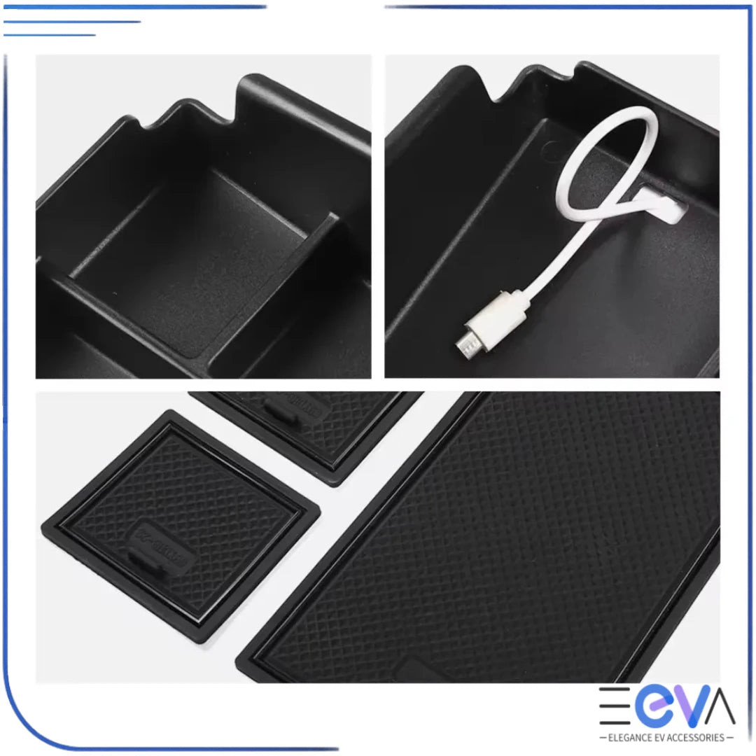 BYD Seal armrest organiser box showing compartments and materials b EEVA Store Australia