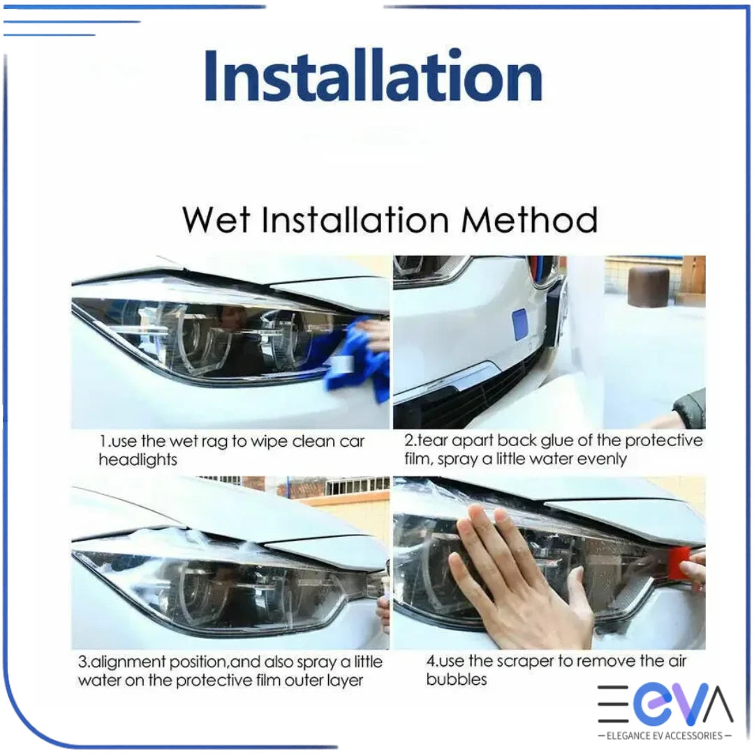 BYD Seal headlight protection film wet installation steps shown in Australia from EEVA Store Australia