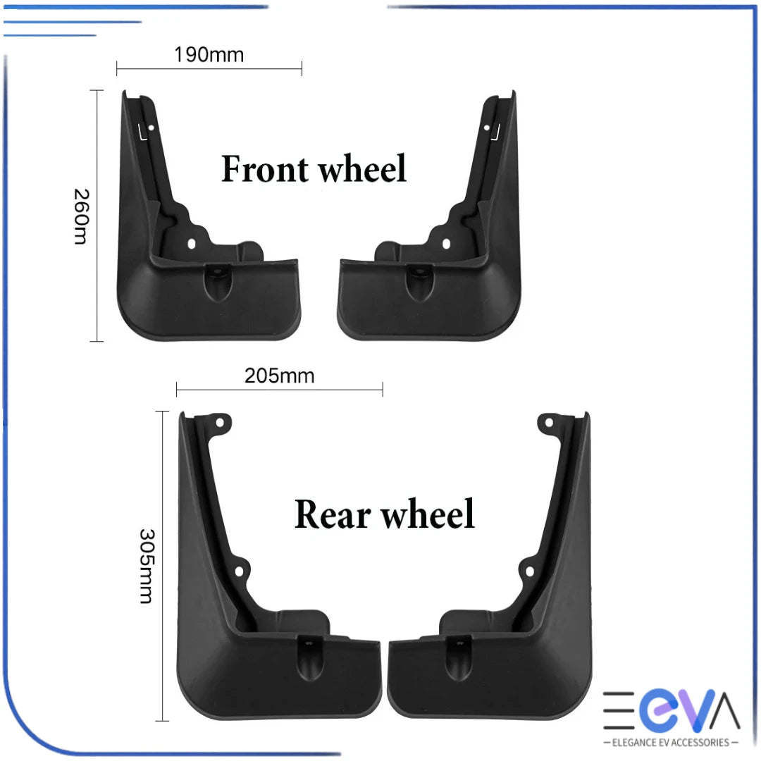 BYD Seal front and rear mudflaps with dimensions – durable, custom-fit splash guards from EEVA Store