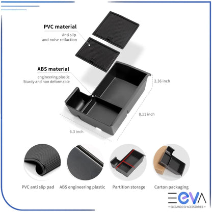 BYD Sealion 6 armrest storage tray with breaker holder slot dimensions display from EEVA Store Australia