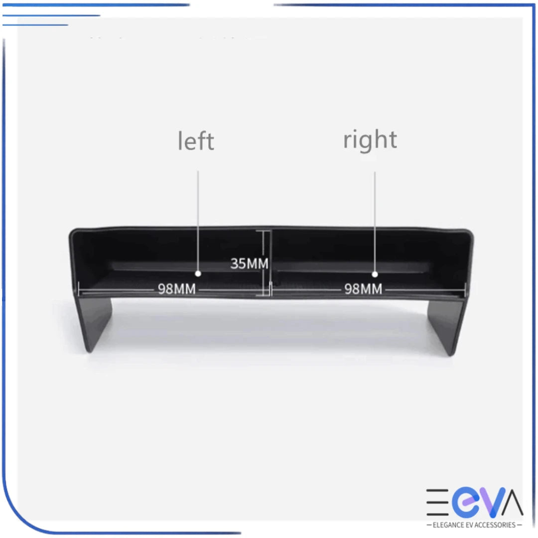 BYD Sealion 6 centre console tray showing left and right storage dimensions from EEVA Store