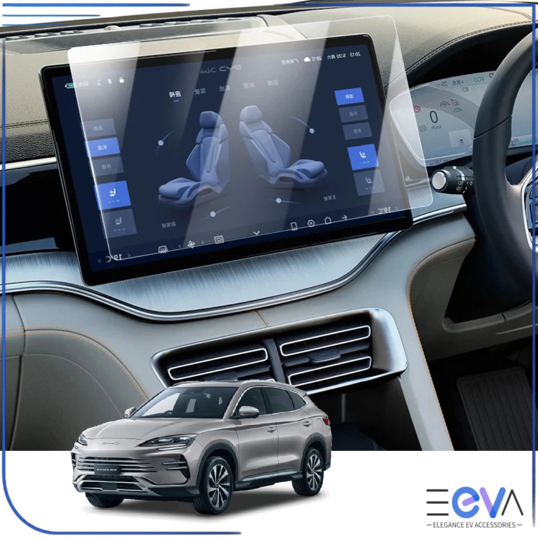 BYD Sealion 6 tempered glass screen protector installed on centre touchscreen display from EEVA Store Australia